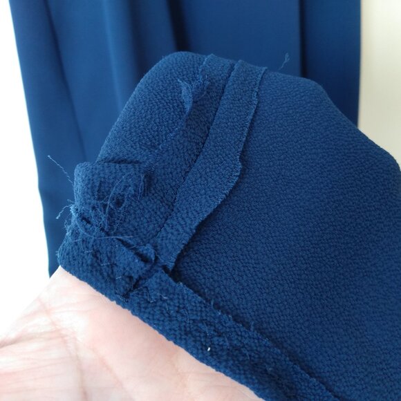 Amish Mennonite Cape Dress 40"B 32"W Blue with Black Lace Modest - Picture 7 of 10